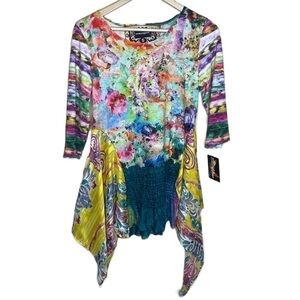 𝅺DIVINE collision 3/4 sleeve multi color fabric blouse